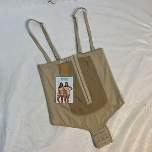 Bellefit Tan Corset Thong bodysuit M